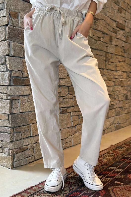 Made in Italy Baby Cord Classic Slim Jogger Stone /10 =